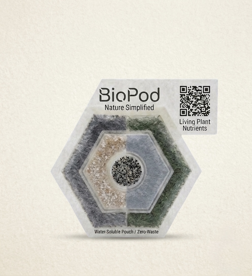 An opened BioPod pouch with its nutrient compartments visible